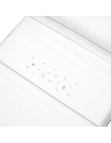 2x1 Juego de sábanas minicuna franela estrellas luna bco/gris