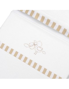 2x1 Juego de sábanas cuna franela cigueña oso bco/beig 2