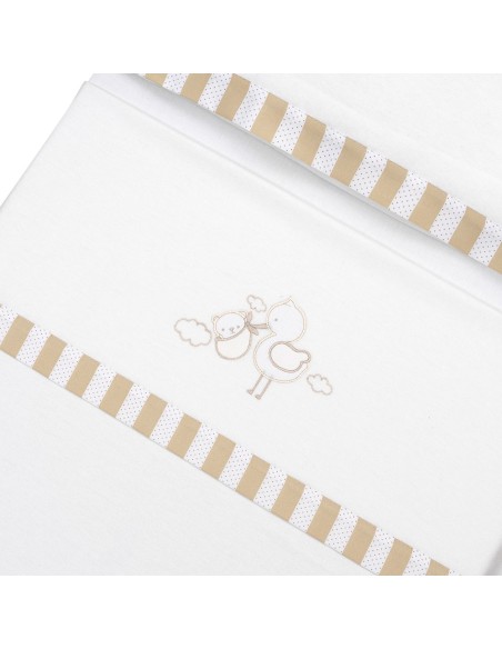 2x1 Juego de sábanas cuna franela cigueña oso bco/beig