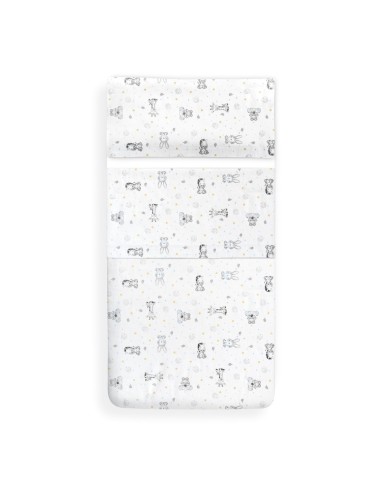 2x1 Juego de sábanas cuna franela modelo koala bco/azul