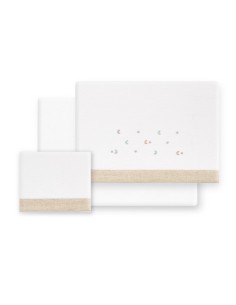 2x1 Juego de sábanas cuna franela estrella luna multicolor bco/beig