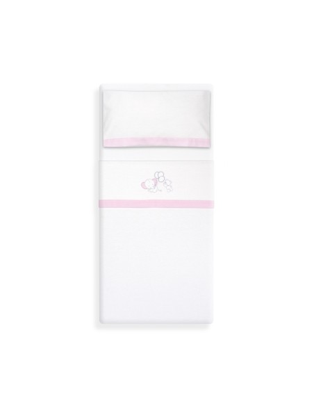 2x1 Juego de sábanas cuna franela oso elefante globos bco/rosa