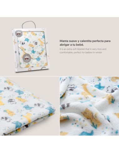 2x1 Manta estampada animales gris
