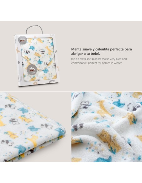 2x1 Manta estampada animales gris