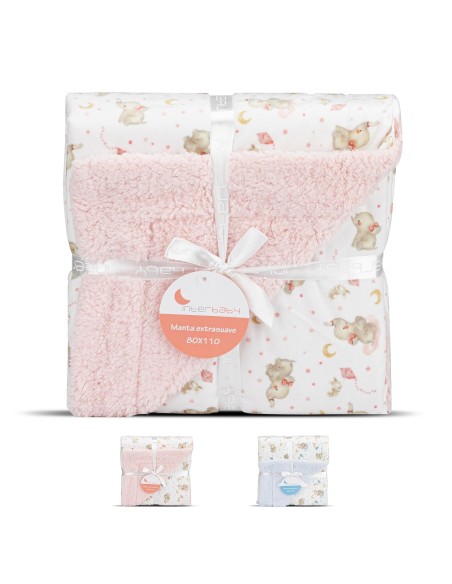 2x1 Manta con borreguillo mod elefante rosa