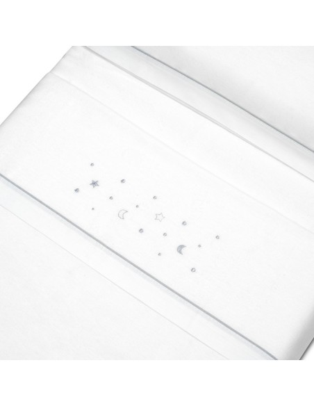 2x1 Juego de sábanas cuna franela estrellas luna bco/gris