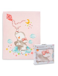 2x1 Manta cuna sedalina elefante cometa rosa