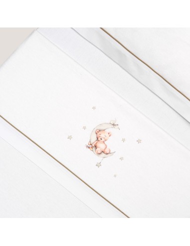 2x1 Juego de sábanas cuna franela estampado oso luna estrellas bco/verde