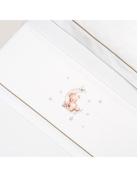 2x1 Juego de sábanas cuna franela estampado oso luna estrellas bco/verde