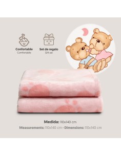 2x1 Manta cuna sedalina parejita osos rosa 2