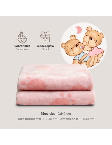 2x1 Manta cuna sedalina parejita osos rosa