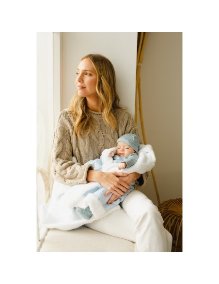 2x1 Manta nido abeja+borreguillo rosa