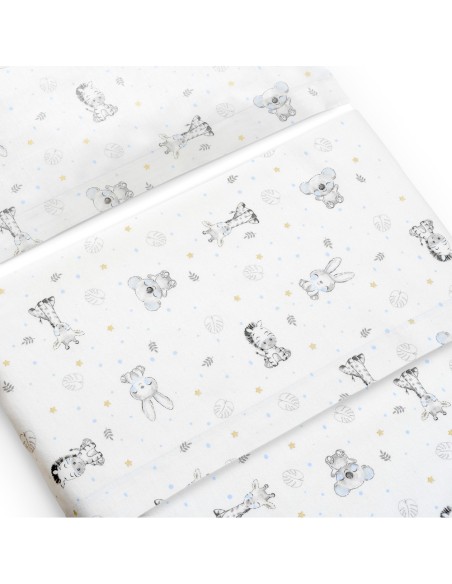 2x1 Juego de sábanas minicuna franela modelo koala bco/azul