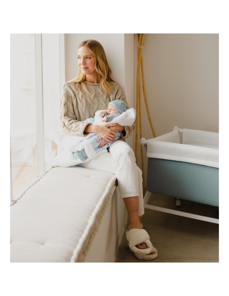 2x1 Manta nido abeja+borreguillo azul