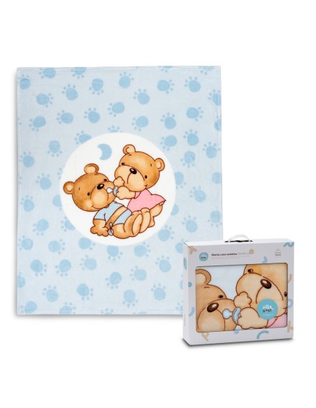 2x1 Manta cuna sedalina parejita osos azul