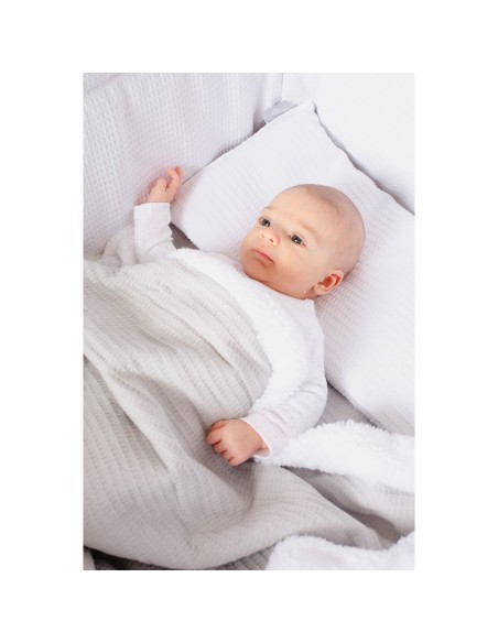 2x1 Manta nido abeja+borreguillo rosa