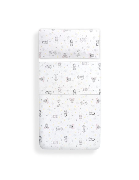 2x1 Juego de sábanas cuna franela modelo koala bco/rosa