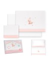 2x1 Juego de sábanas minicuna franela estampado oso luna estrellas bco/rosa
