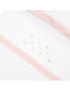 2x1 Juego de sábanas minicuna franela estrella luna multicolor bco/rosa 2