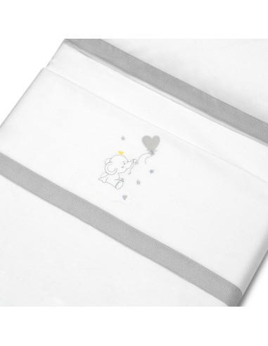 2x1 Juego de sábanas cuna franela elefante globo corazon bco/gris
