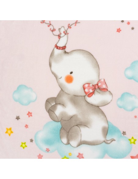 2x1 Manta cuna sedalina elefante cometa rosa