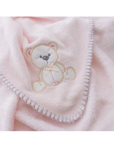 2x1 Manta bordada oso lazo rosa