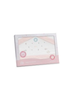 2x1 Juego de sábanas cuna franela estrella luna multicolor bco/rosa 2