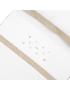 2x1 Juego de sábanas minicuna franela estrella luna multicolor bco/beig 2