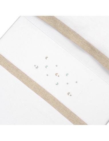 2x1 Juego de sábanas minicuna franela estrella luna multicolor bco/beig