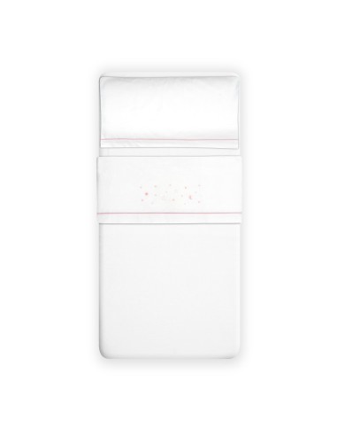 2x1 Juego de sábanas cuna franela estrellas luna bco/rosa