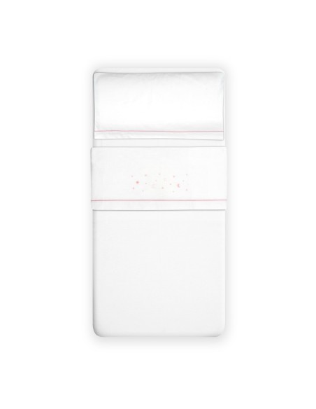 2x1 Juego de sábanas cuna franela estrellas luna bco/rosa