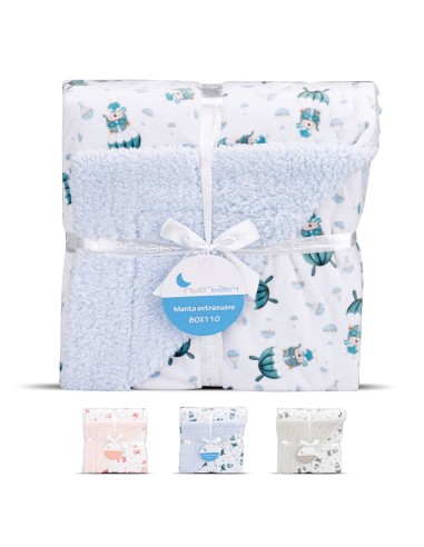 2x1 Manta  con borreguillo  mod paracaidista azul