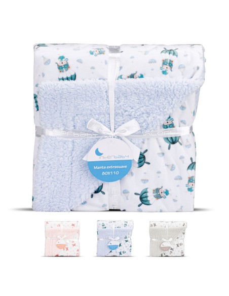 2x1 Manta  con borreguillo  mod paracaidista azul