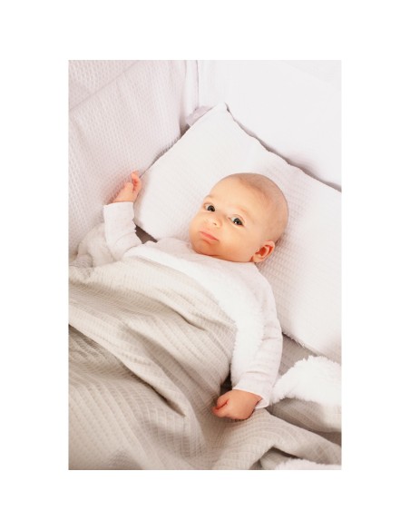 2x1 Manta nido abeja+borreguillo azul