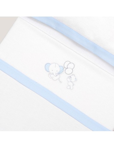 2x1 Juego de sábanas cuna franela oso elefante globos bco/azul