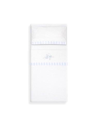 2x1 Juego de sábanas minicuna franela cigueña oso bco/azul