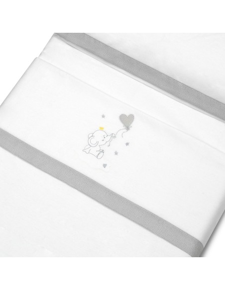 2x1 Juego de sábanas minicuna franela elefante globo corazon bco/gris