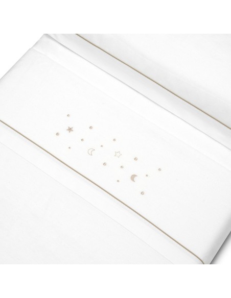 2x1 Juego de sábanas cuna franela estrellas luna bco/beig