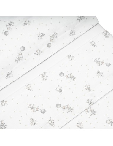 2x1 Juego de sábanas minicuna franela elefante globo continuo bco/gris