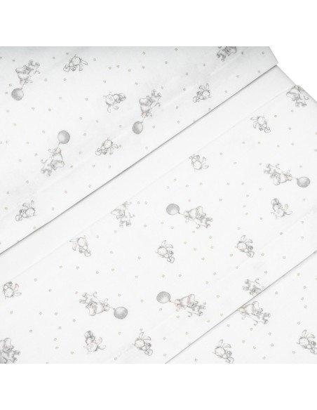 2x1 Juego de sábanas minicuna franela elefante globo continuo bco/gris