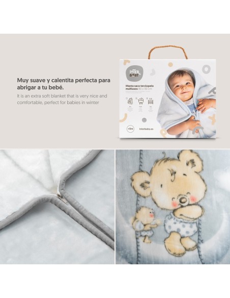 2x1 Manta saco rachel mod osito nube gris