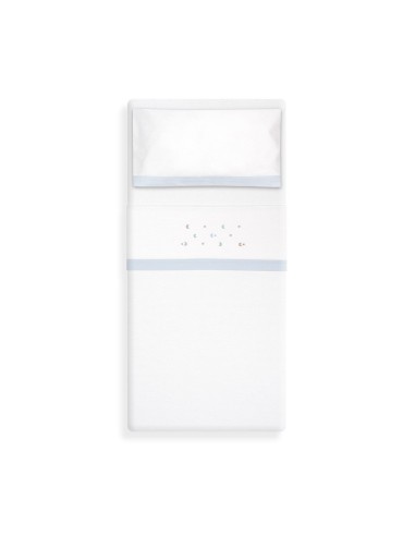 2x1 Juego de sábanas minicuna franela estrella luna multicolor bco/azul