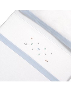 2x1 Juego de sábanas cuna franela estrella luna multicolor bco/azul 2