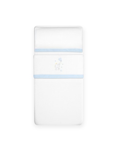 2x1 Juego de sábanas cuna franela elefante globo corazon bco/azul