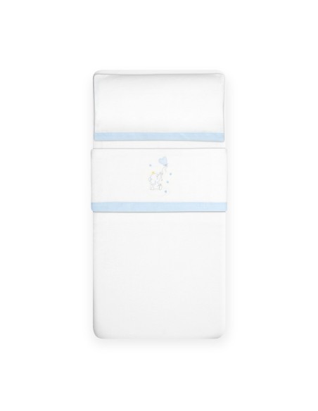 2x1 Juego de sábanas cuna franela elefante globo corazon bco/azul