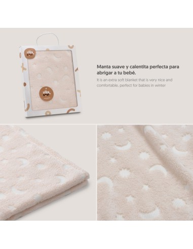 2x1 Manta grabada luna estrellas beig