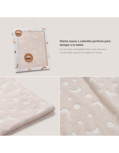 2x1 Manta grabada luna estrellas beig