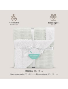 2x1 Manta nido abeja+borreguillo menta 2
