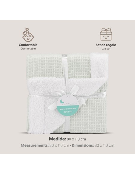 2x1 Manta nido abeja+borreguillo menta