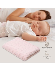 2x1 Manta sherpa grabada conejitos rosa 2